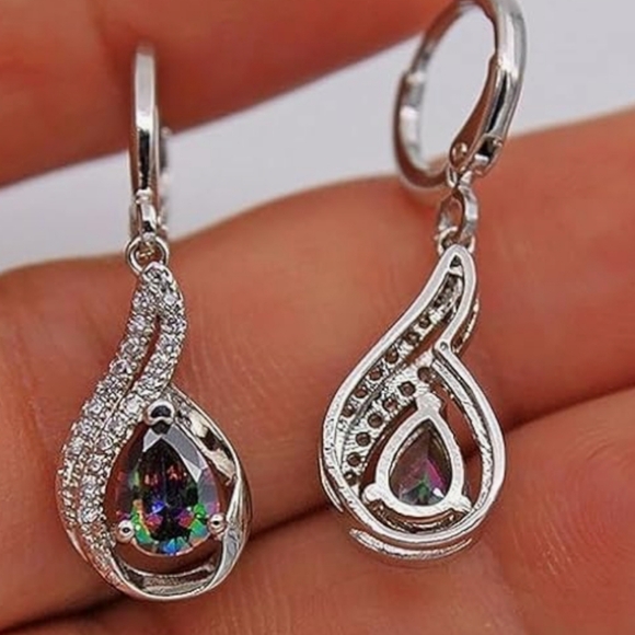 Elegant Silver and Rainbow Topaz Earrings - Picture 4 of 4